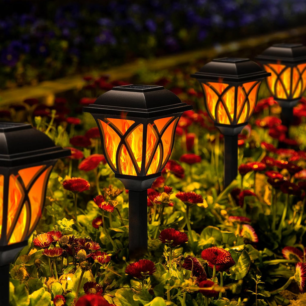 GIGALUMI Solar Lights Outdoor Waterproof, 8 Pack Flickering Flame LED Light
