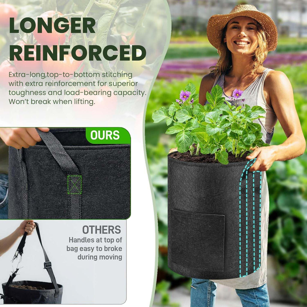 15-Gallon Potato Grow Bags (4 PS) with Unique Leak-Proof Harvesting Window and Transparent Observation Window, Suitable