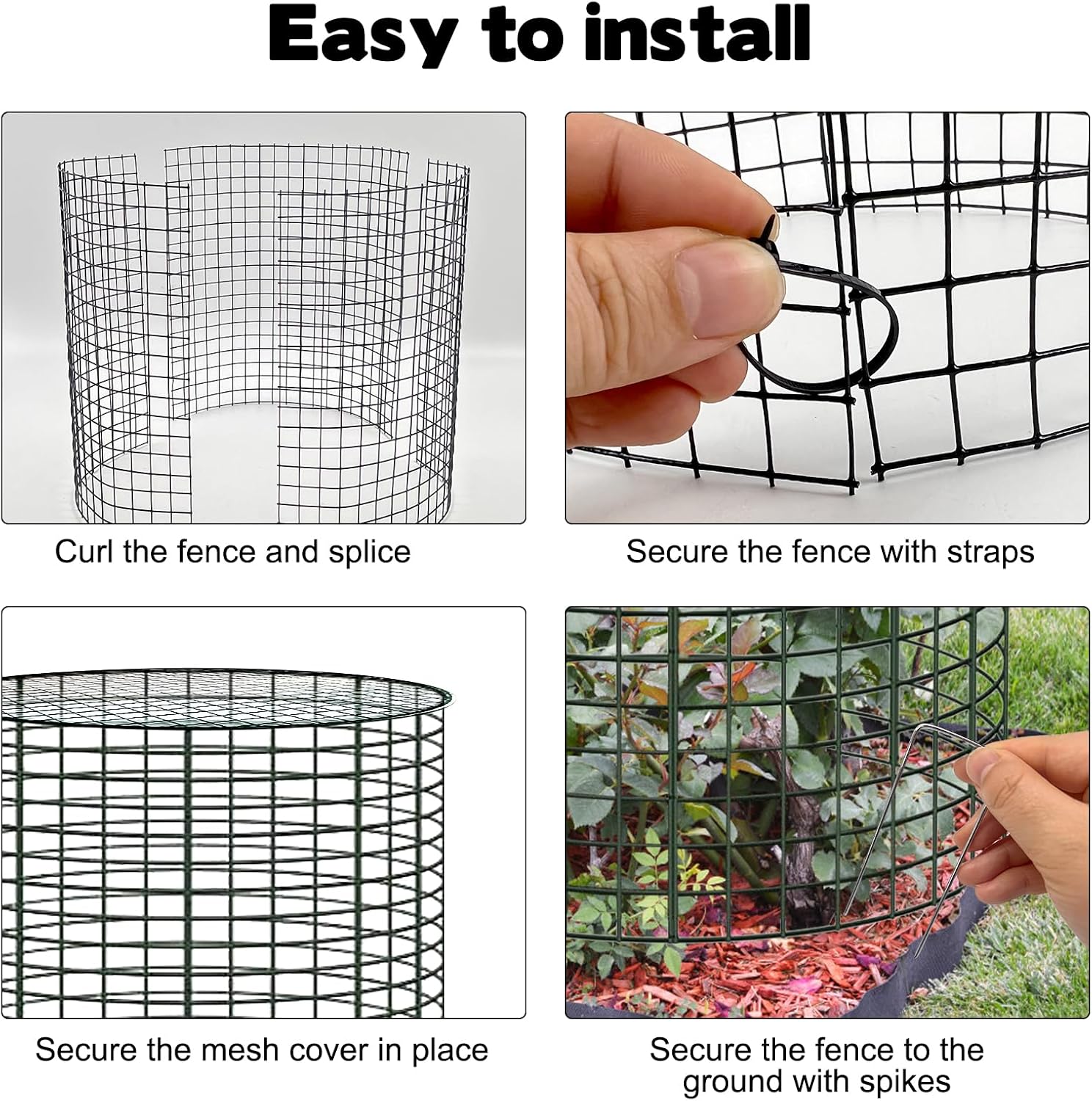 5 Sets of 12'' x 12'' Plant Protectors Cages from Animals with Covers - For Outdoor Plants Metal Plant Cage Chicken