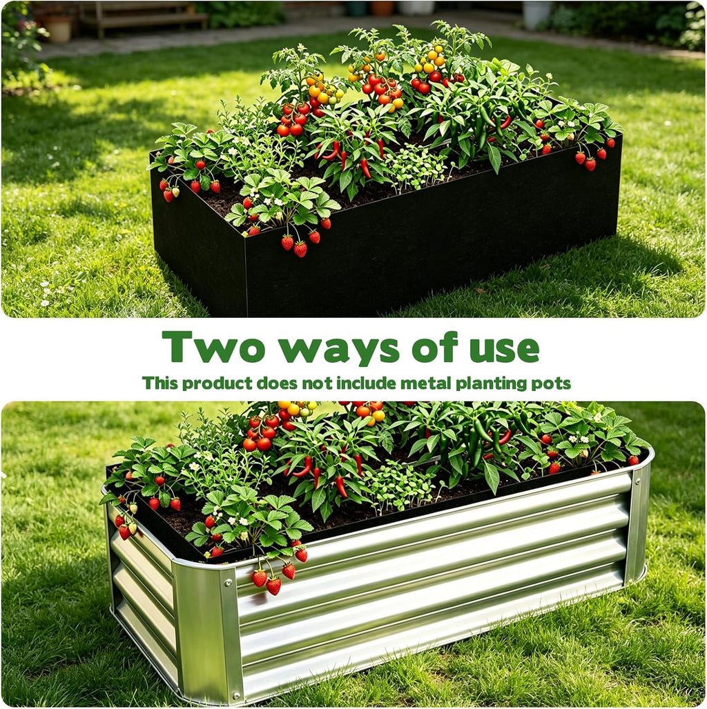 2 Sets Raised Garden Bed Liner Bag, 4 x 2 x 1 ft Breathable Grow Bed Fabric Liners with Clips Gloves, Garden Grow Bed