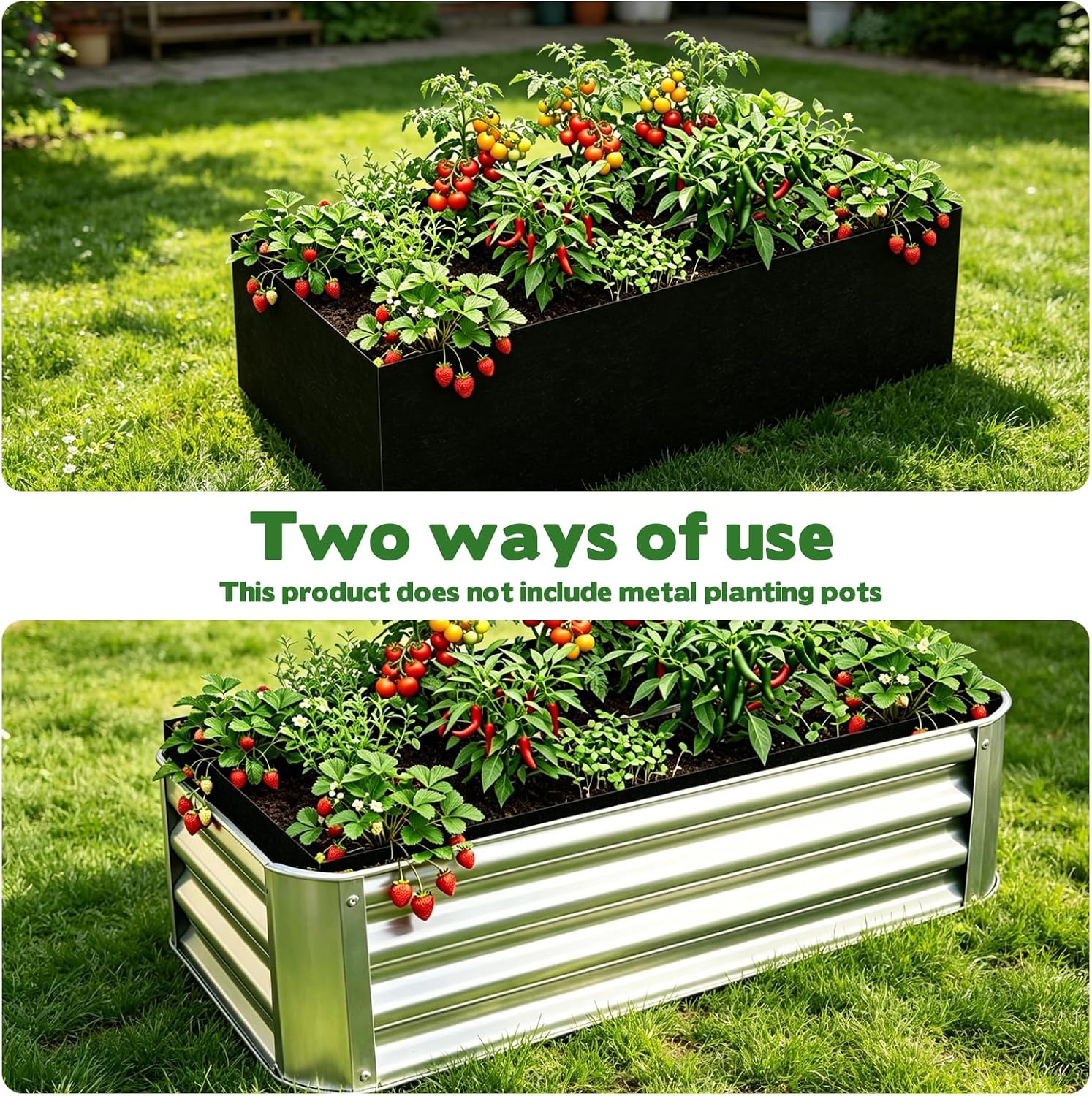 2 Sets Raised Garden Bed Liner Bag, 4 x 2 x 1 ft Breathable Grow Bed Fabric Liners with Clips Gloves, Garden Grow Bed