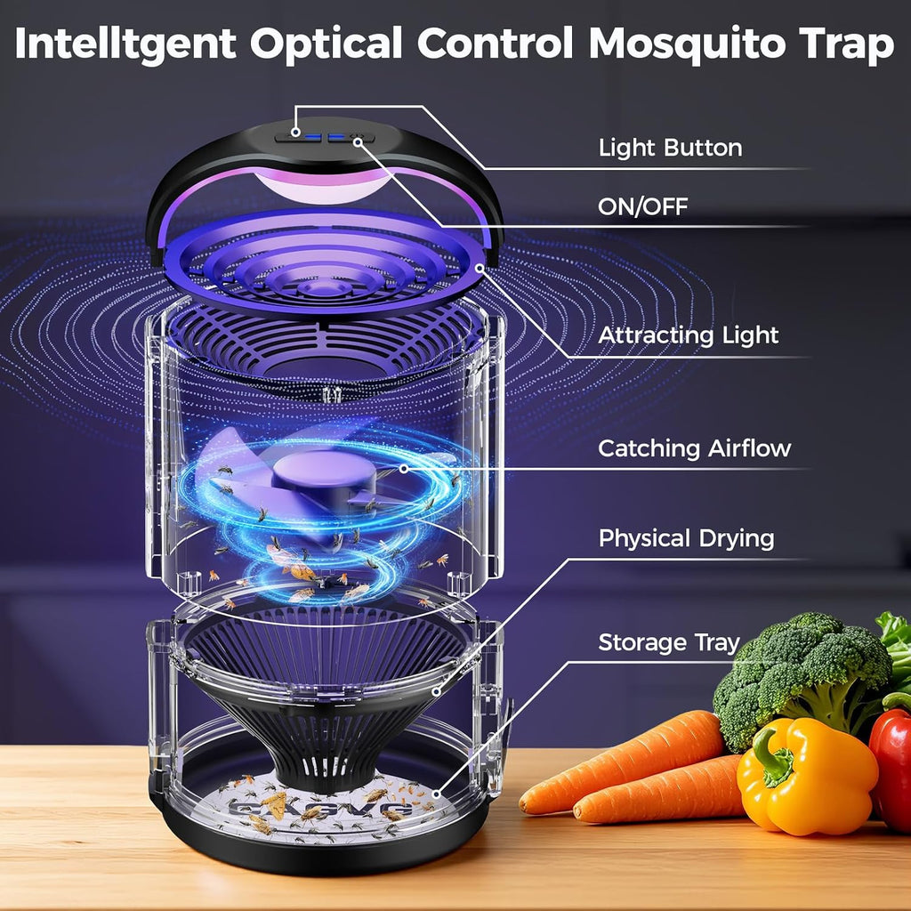 Fruit Fly Traps for Indoors, Indoor Fly Trap with Adjust Lighting, Black | Plug-in Gnat & Fruit Fly Killer for Home