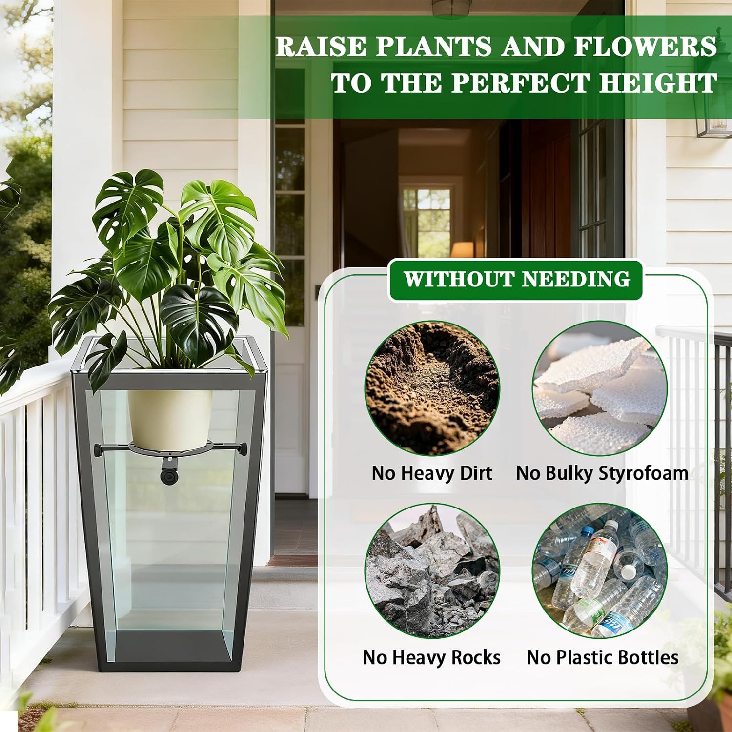 Adjustable Plant Risers for Inside Pots-100lb Heavy Duty Metal Plant Riser with Rubber Feet, Easy Assembly, Fits