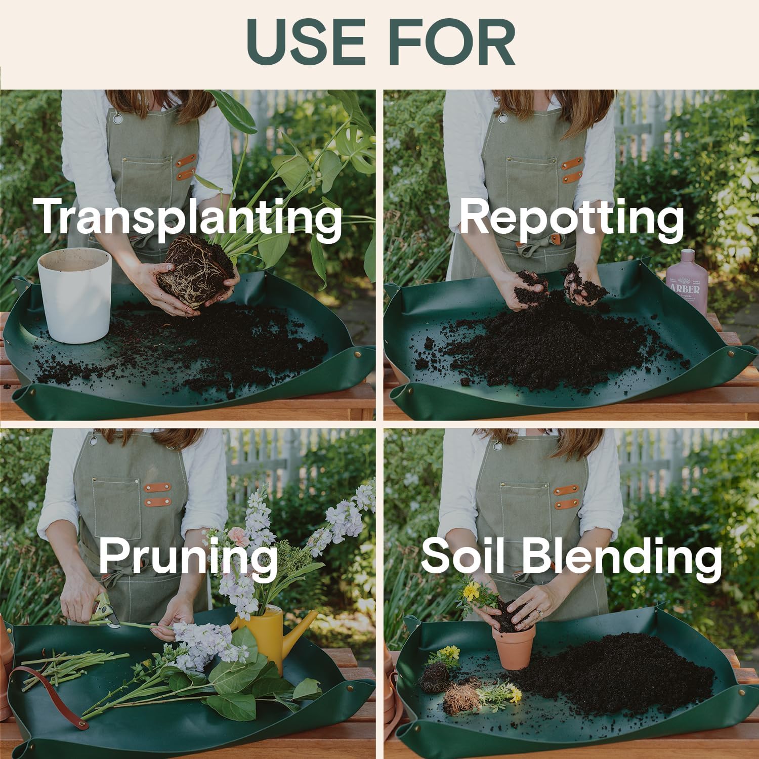 Repotting Mat 30" x 30" Waterproof Foldable Potting Mat for Indoor Plants | Large reusable potting mat with 4-inch