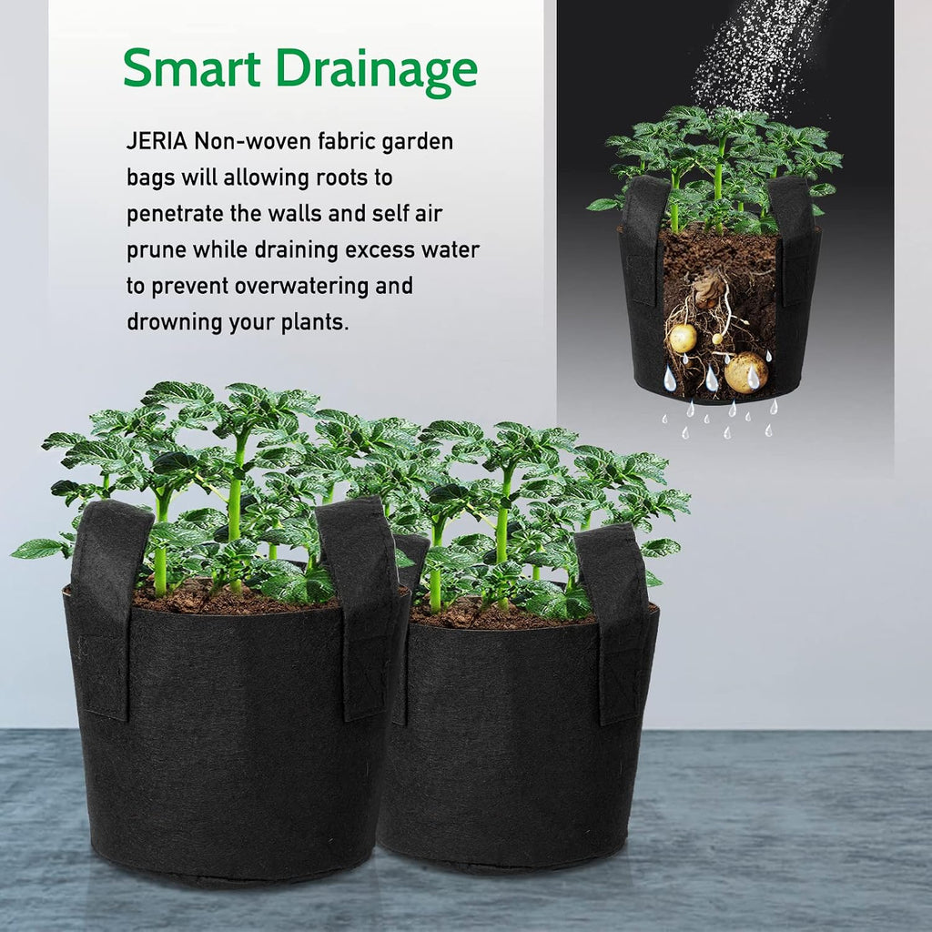 24-Pack 10 Gallon Nonwoven Grow Bags, Plant Grow Bags，Heavy Duty Aeration Fabric Pots with Durable Handles, Come with