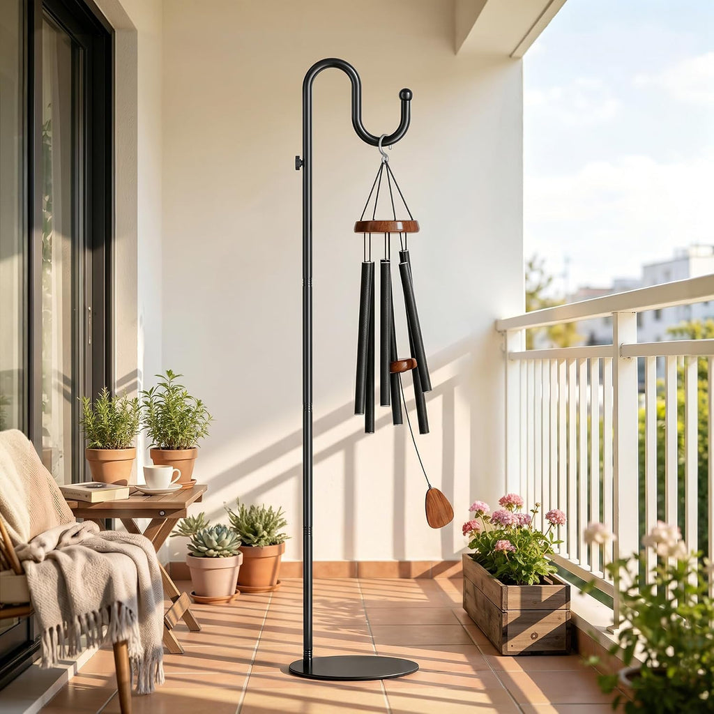 74" Shepherds Hook Stand: Hanging Bird Feeders, Wind Chimes, Plants | Heavy Duty, Free Standing, Adjustable Pole Holder