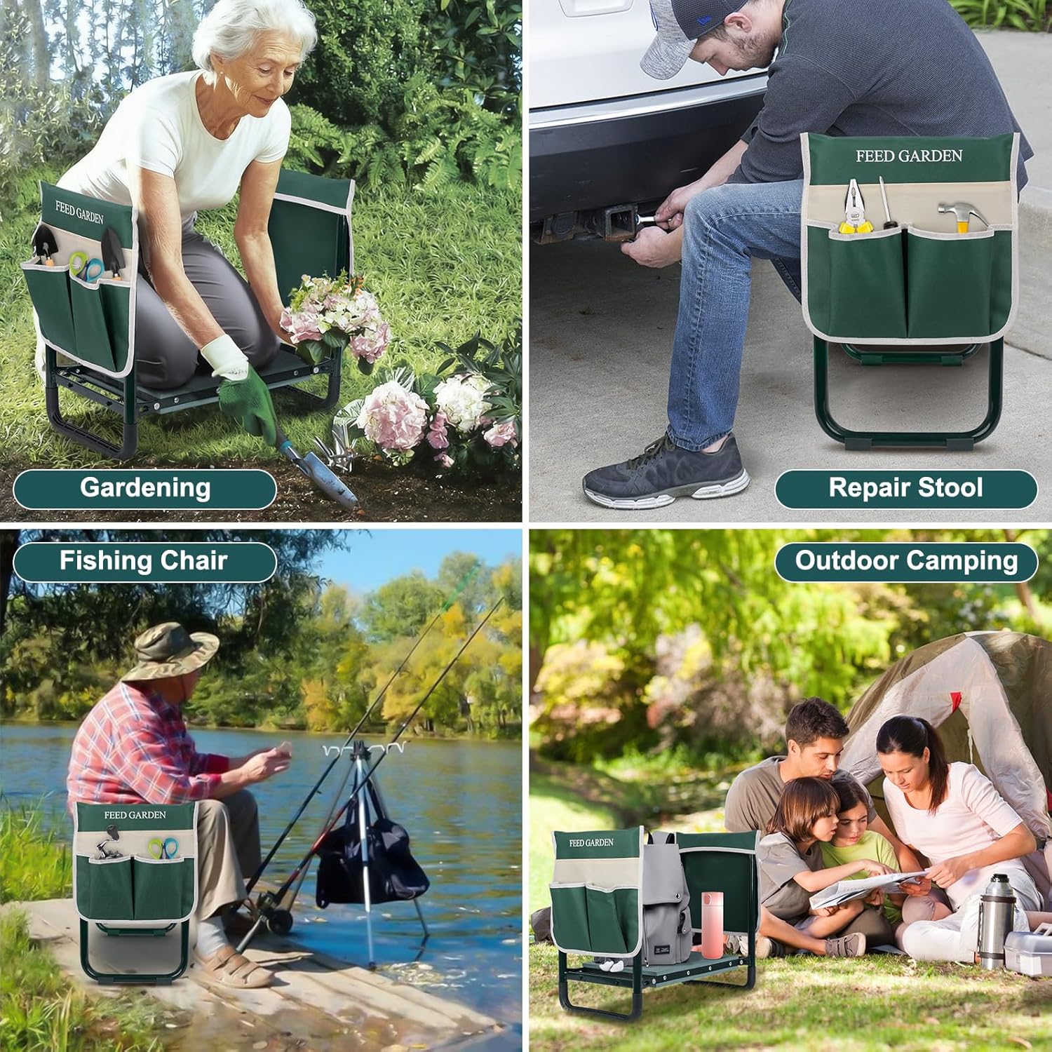 Garden Kneeler and Seat, Upgraded Foldable Gardening Stool with 10.23" Wide Kneeling Pad, Heavy Duty Gardening Bench