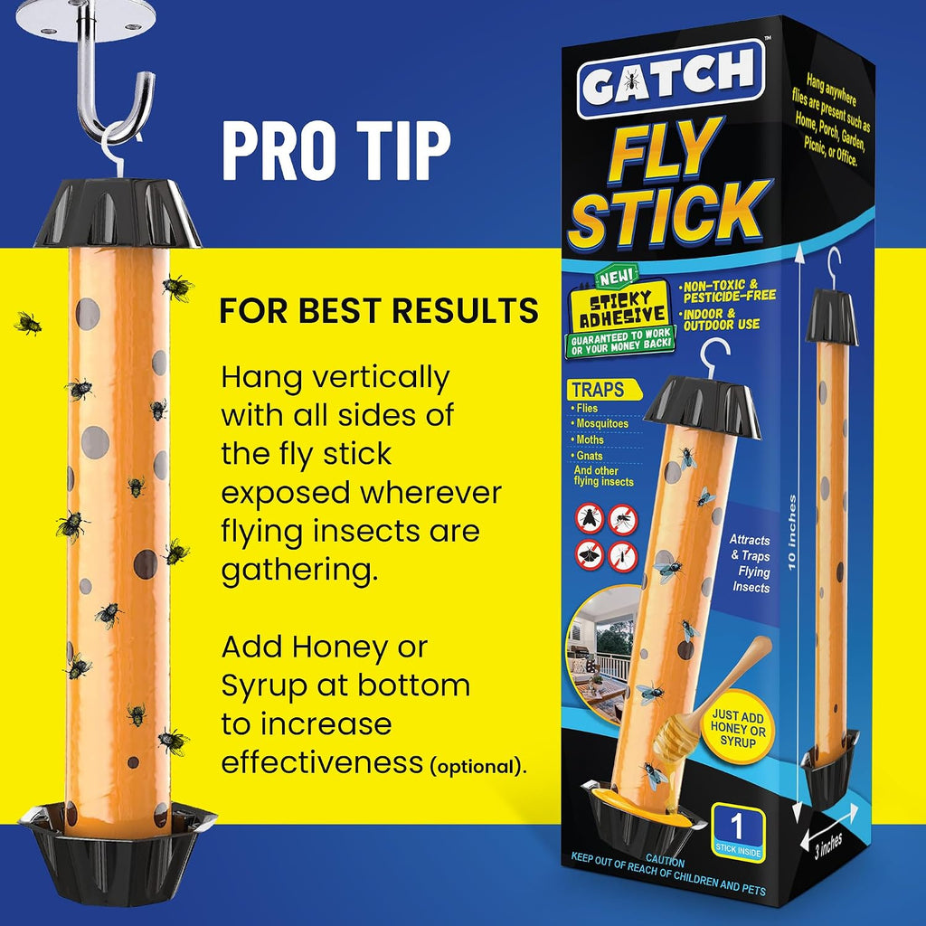 GATCH Fruit Fly Trap (4 Pack), Fly Stick for Mosquitoes, Sticky Trap for Flies Gnats Wasp Flying Insects, Bug Catcher