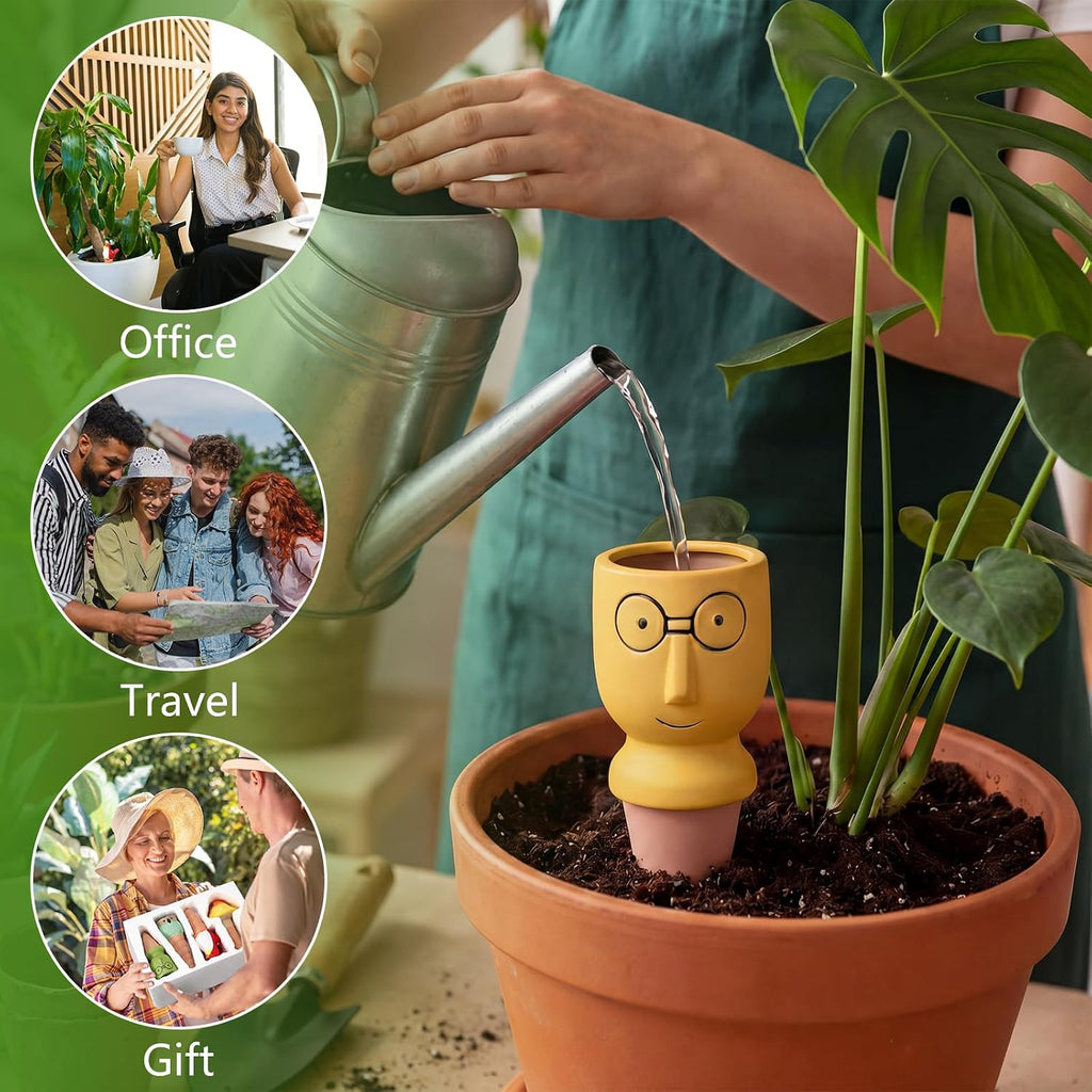 4 Pack Terracotta Plant Watering Devices, Self Watering Spikes, Mushroom, Bird, Head, Owl-Shaped, Automatic Insert