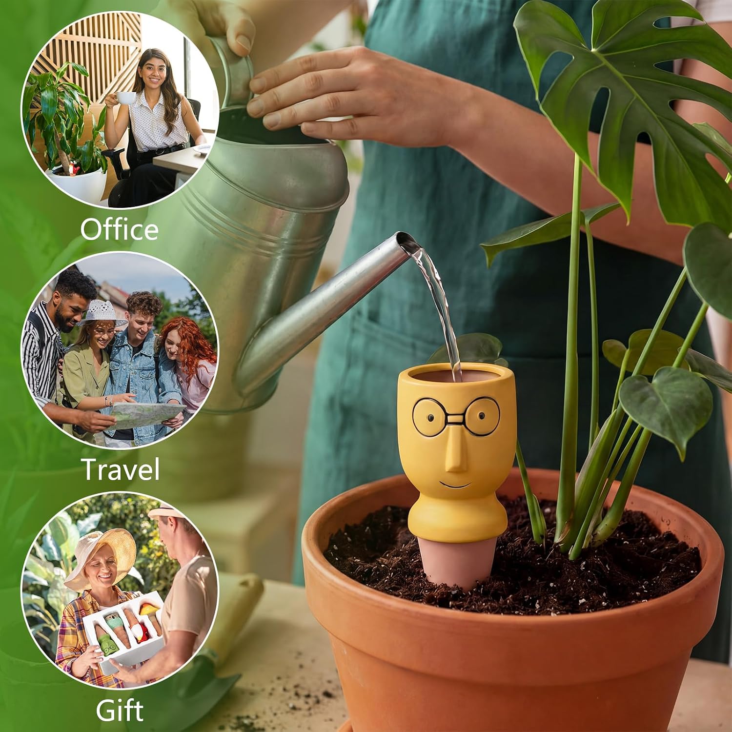 4 Pack Terracotta Plant Watering Devices, Self Watering Spikes, Mushroom, Bird, Head, Owl-Shaped, Automatic Insert