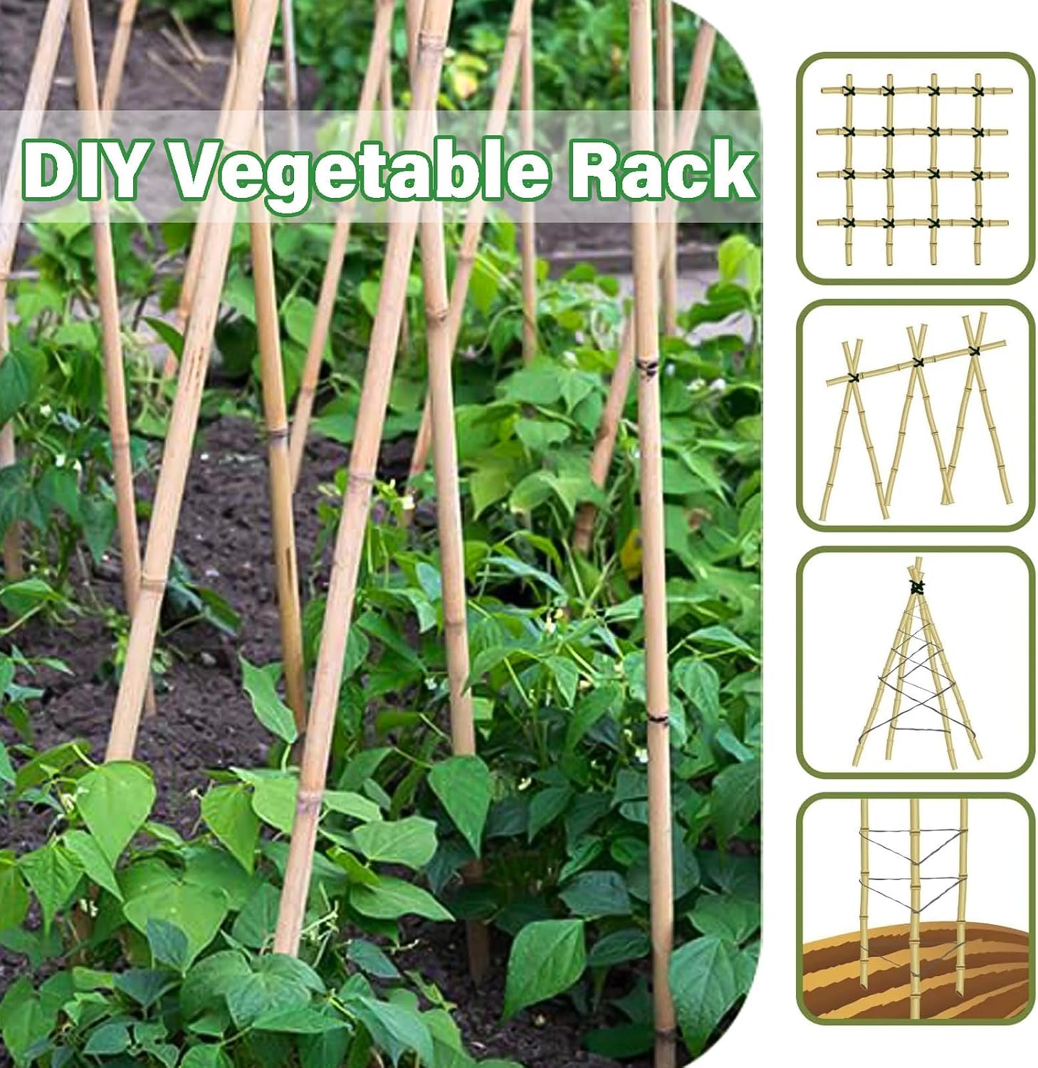 Natural Bamboo Plant Stake, （3FT 30Pcs） Sturdy Bamboo Poles, Durable Plant Bamboo Stake, Garden Climbing Plant Bracket.