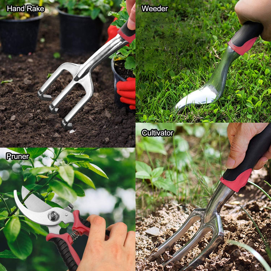 Tudoccy 30-Piece Garden Tool Set, Stainless Steel with Tote Bag | Non-slip ergonomic rubber handles, ideal gift for