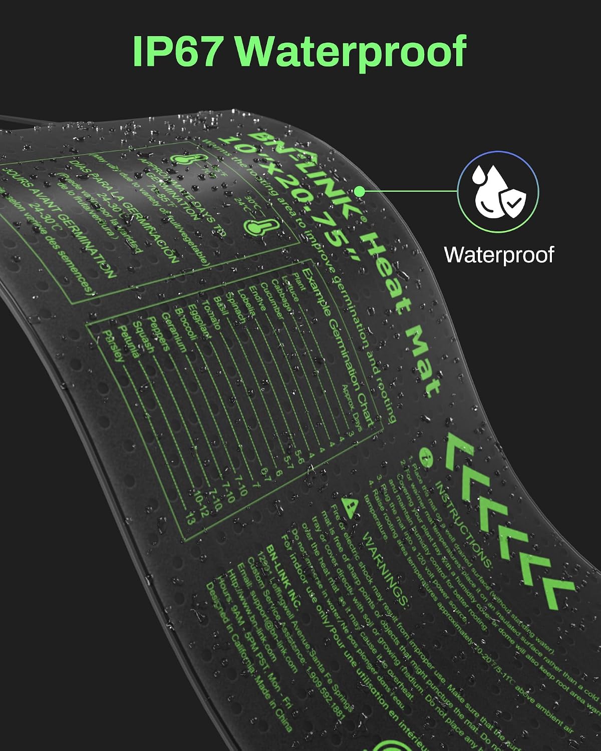 BN-LINK 10" x 20.75" Seedling Heat Mats for Seed Starting Plant Germination | 4 Pack Durable Waterproof Warming Mat