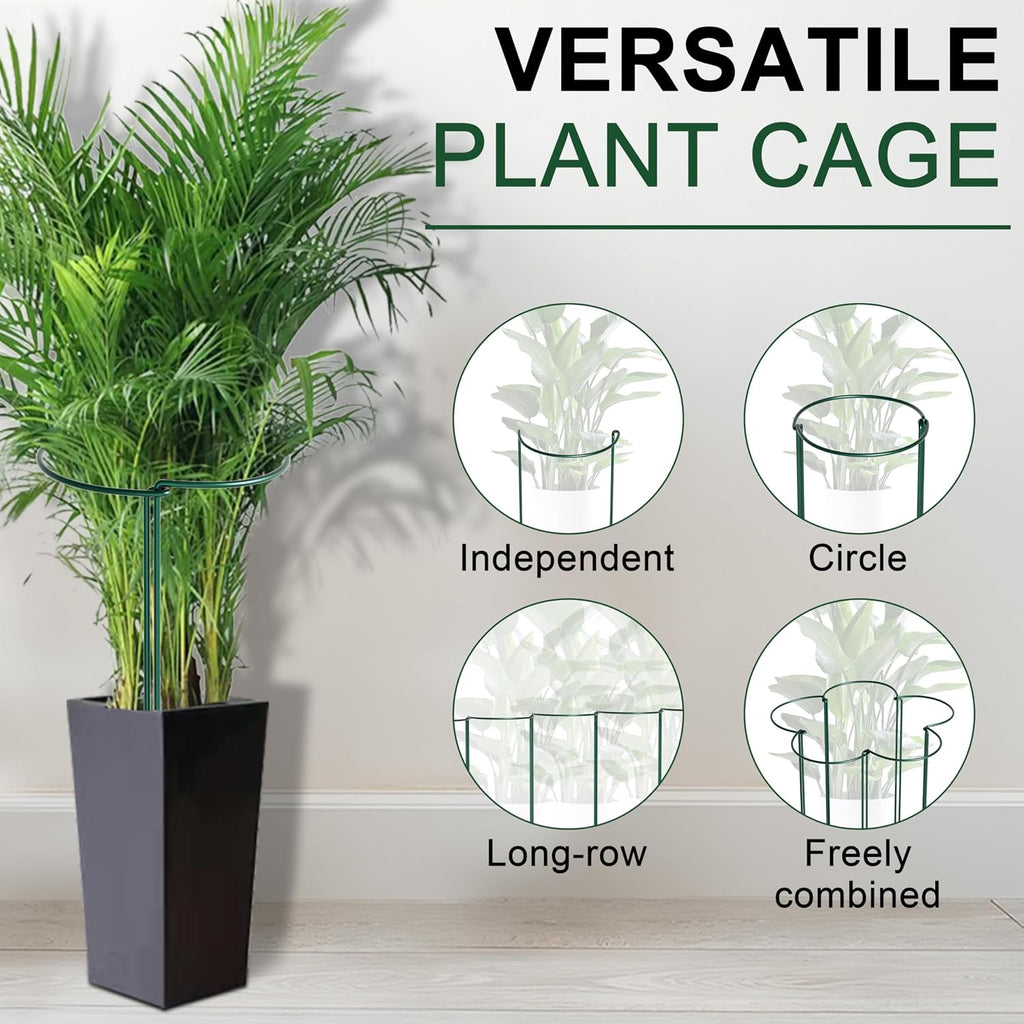 6 Pack Peony Cages and Supports, 10" (W) x 24"(H) Plant Support, Rust-Proof Metal Plant Support Stakes for
