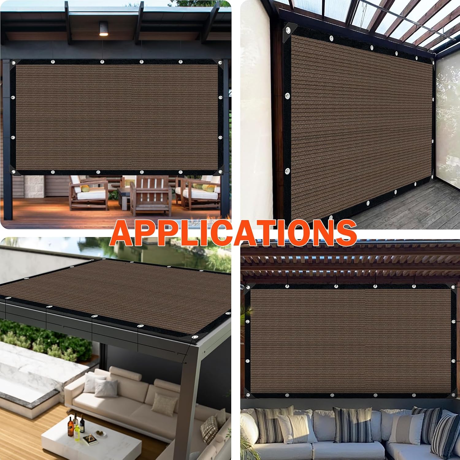 Sun Shade Cloth for Outdoor Patio,Pergola Shade Cover with Grommets Deck Shade Privacy Screen Balcony,90% UV Protection