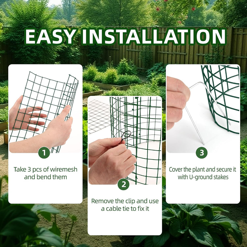 4 Sets of DIY Metal Plant Protectors from Deer, Garden Fencing Animal Barrier Size 11.8 * 12.9 inches, Mesh Plant Cage