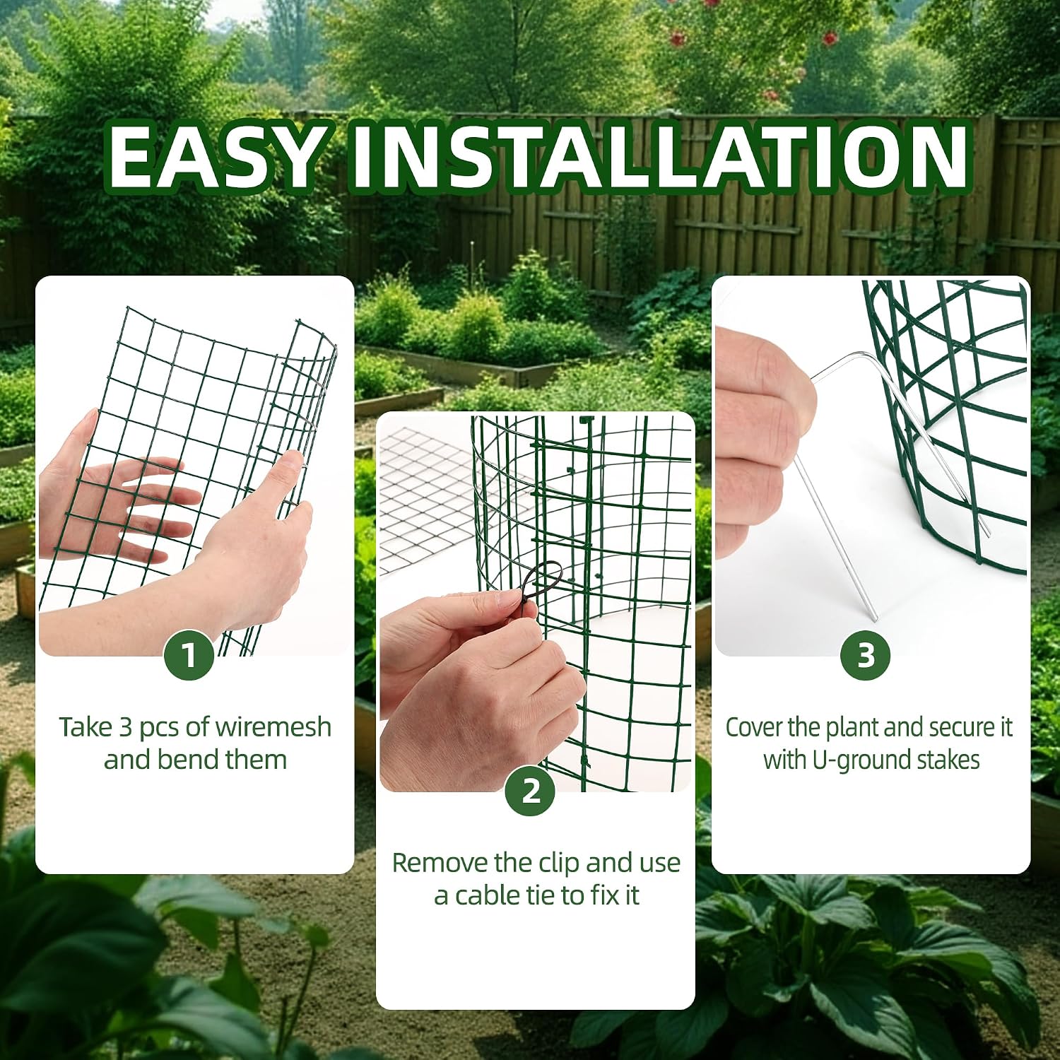 4 Sets of DIY Metal Plant Protectors from Deer, Garden Fencing Animal Barrier Size 11.8 * 12.9 inches, Mesh Plant Cage