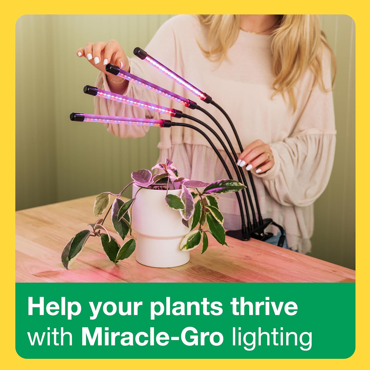 Gro LED Grow Light for Indoor Plants 4-Head | Selectable Spectrum Clip On Plant Light with Timer & Dimmable Modes