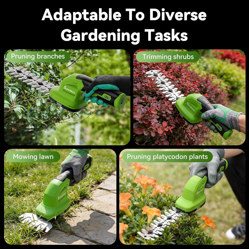 2 in 1 Hedge Trimmer Cordless, 7.2V Electric Grass Cutter Hedge Shears, Handheld Shrub Bush Trimmer, Lightweight Grass