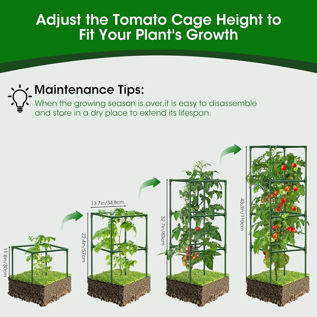 4 Pack Tomato Cage for Garden Support, 43 inch Tall Adjustable Plant Support Stakes, Tomato Trellis Extra Bold for