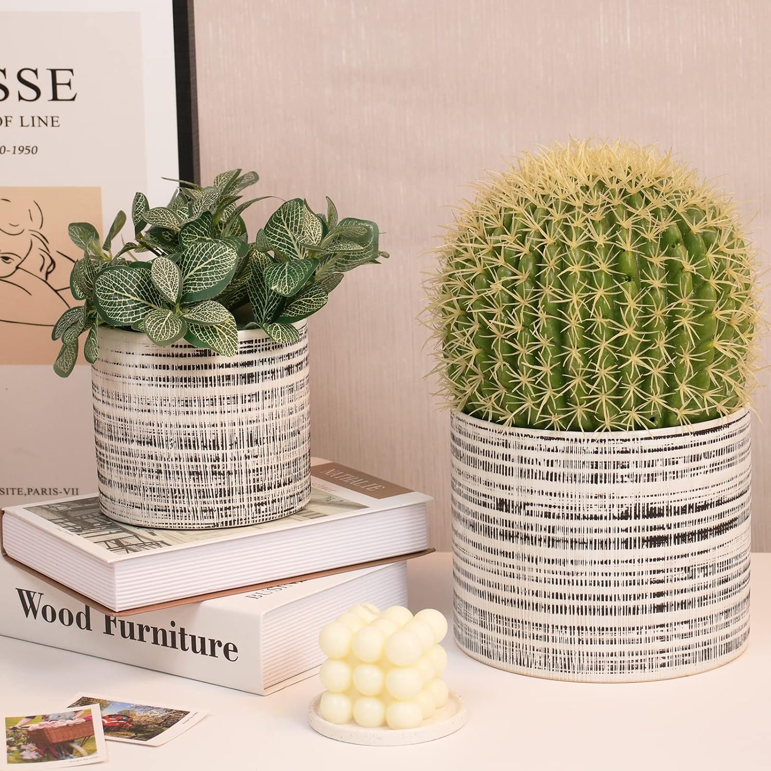 Plant Pots 2 Pack, 5" & 7" Ceramic Planter Pots Drainage Holes, Plant Pot for Indoor & Outdoor Set of 2 Flower Pots