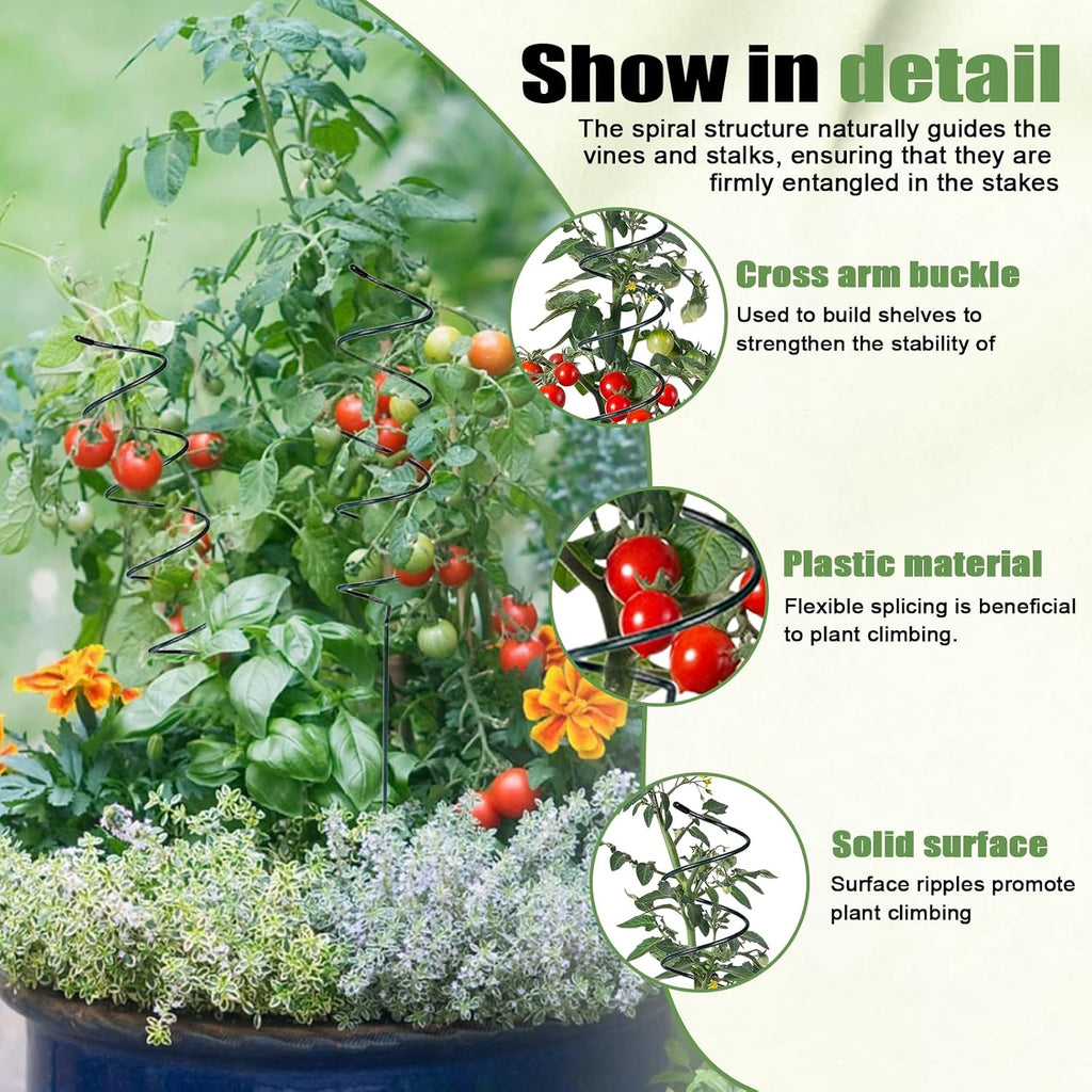 10 Pack Tomato Twist Stake, Spiral Tomato Stakes for Indoor Outdoor, Spiral Garden Stakes for Climbing Plants