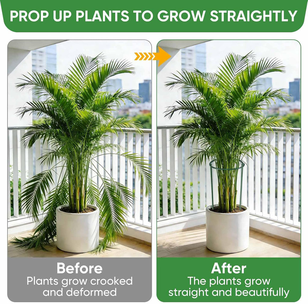 HiGift 10 Pack 24" H x 10" W Tall Plant Support Stakes, Half Round Metal Peony Cages and Supports, Monstera Plant