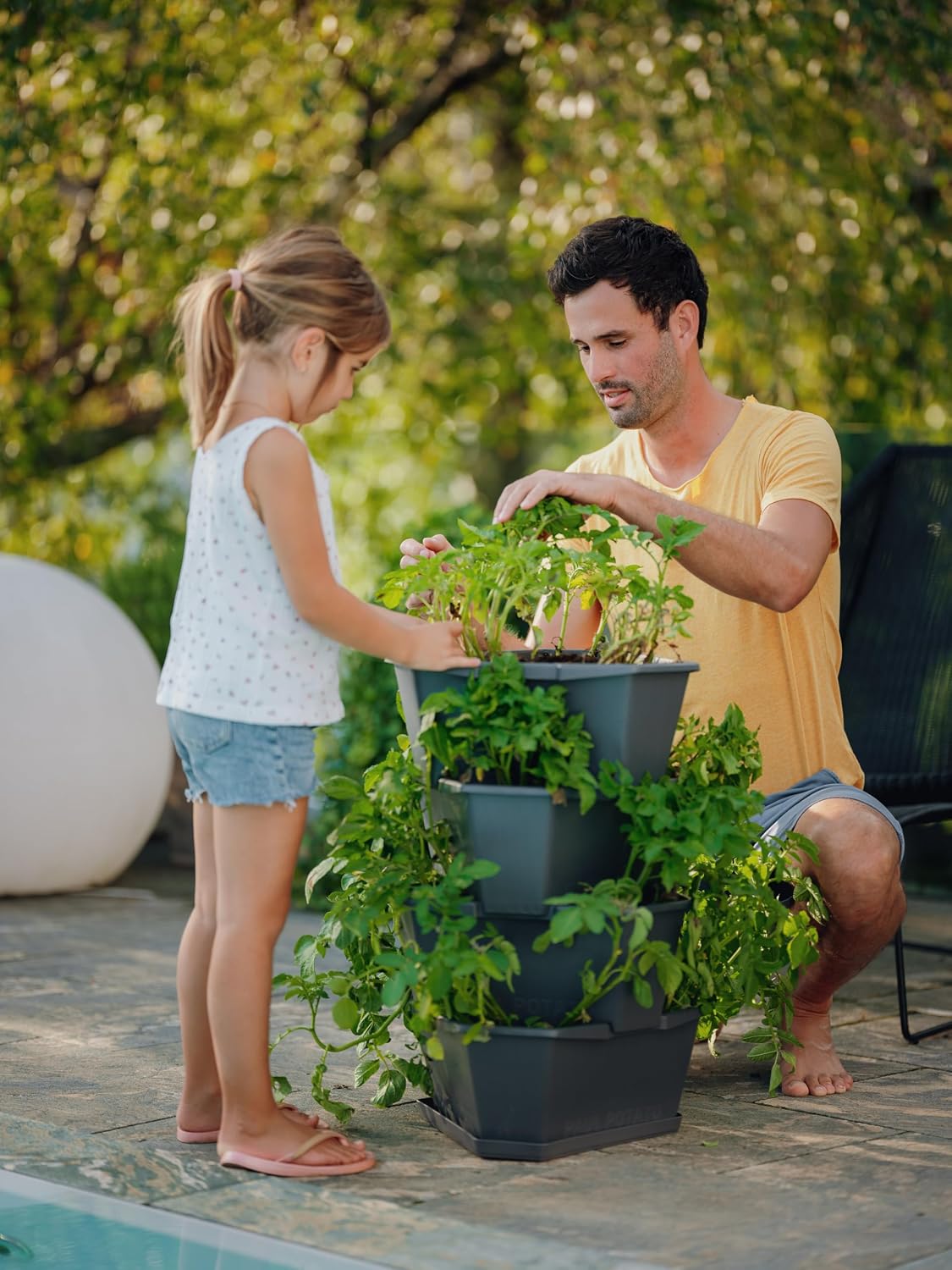 BUZZY Seeds Starter Stackable Vertical Planter – 4-Level Raised Garden Tower for Potatoes, Strawberries, Vegetables &