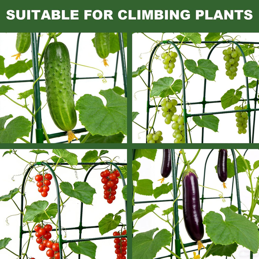 U-Shape Cucumber Trellis for Raised Beds - 47.2”x47.2”x21.6” Green Metal Arch Trellis, Rust-Resistant Garden Plant