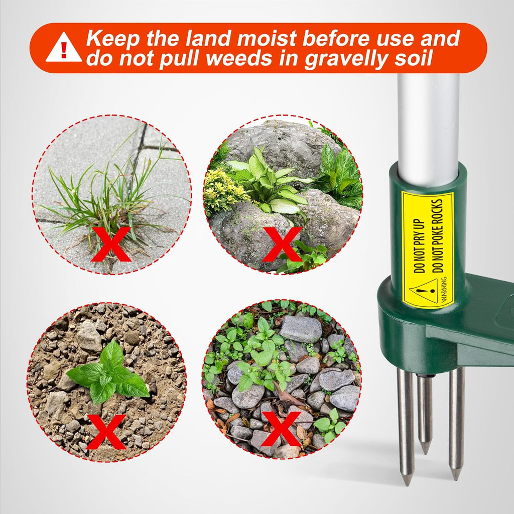 Walensee Weed Puller, Stand Up Weeder Hand Tool, Long Handle Garden Weeding Tool with 3 Claws, Hand Weed Hound Weed