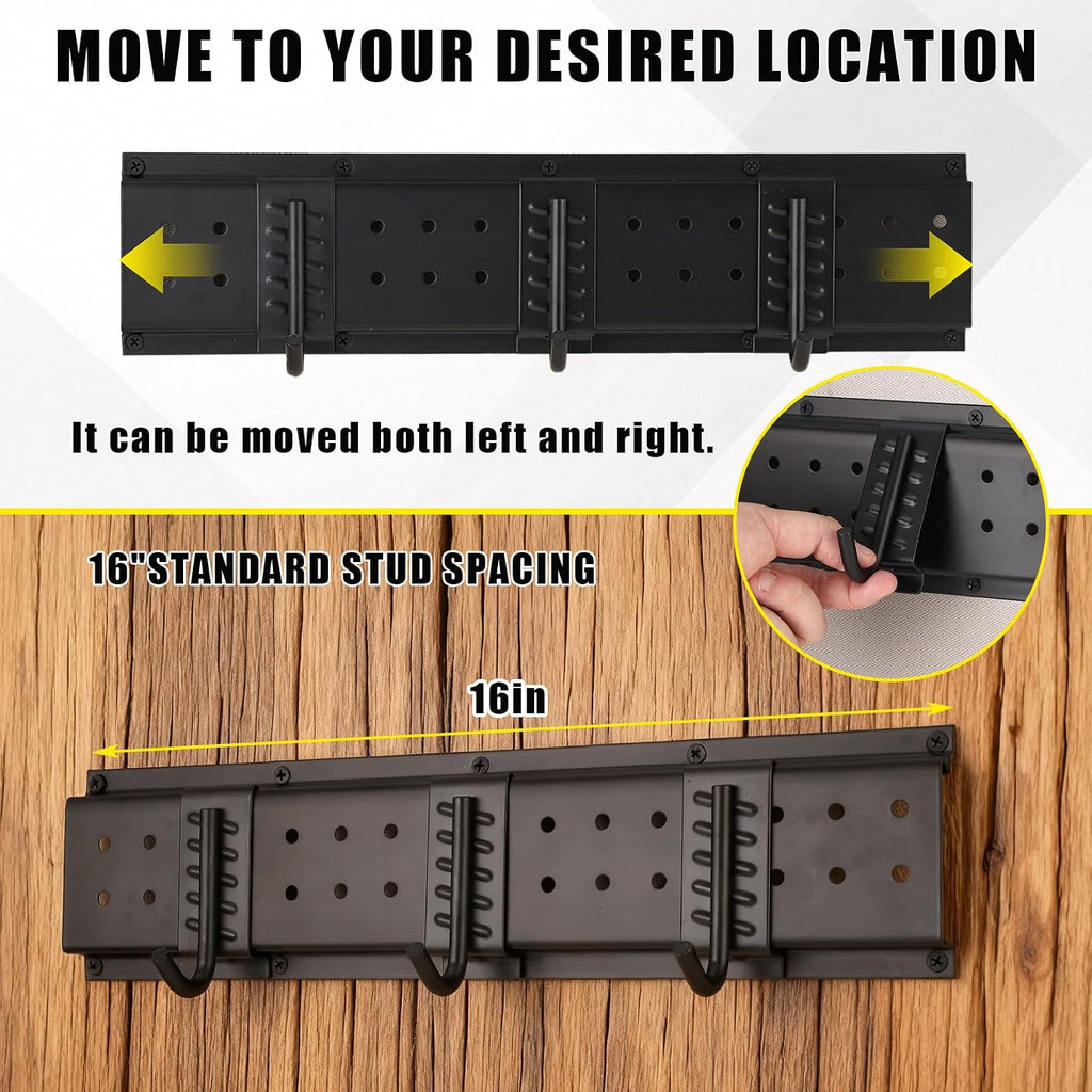 Garvee Garage Tool Organizer Wall Mount, 64 Inch Heavy Duty Garden Tool Storage Organization with 12 Adjustable Hooks