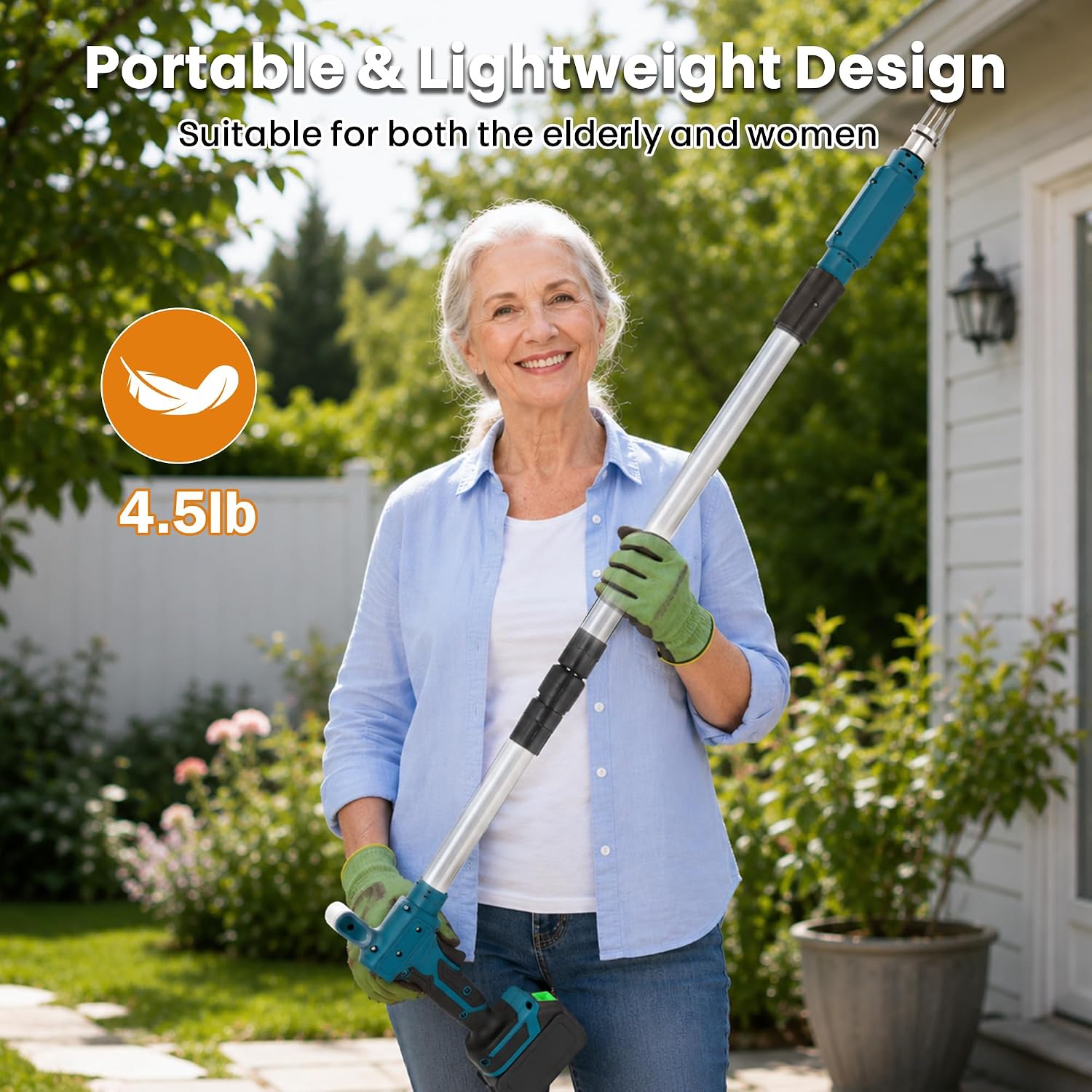 Electric Stand Up Weed Puller Tool with Long Handle, Lightweight & Portable Design, Total 4000 mAh Batteries