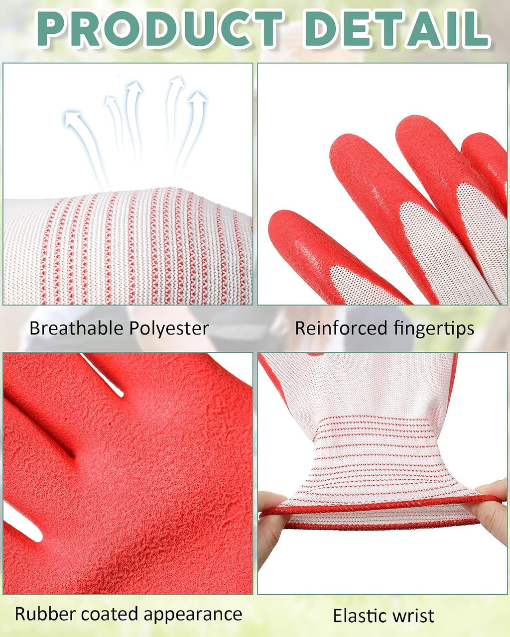 Potchen 32 Pairs Garden Gloves for Women Ladies' Gardening Gloves Bulk Breathable Rubber Coated for Yard Garden