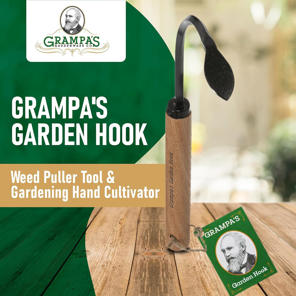Grampa's Weeder + Grampa's Hand Hook - Original Weeder + Hand Cultivator | Heavy-Duty Steel • Breaks Up Hard Soil •