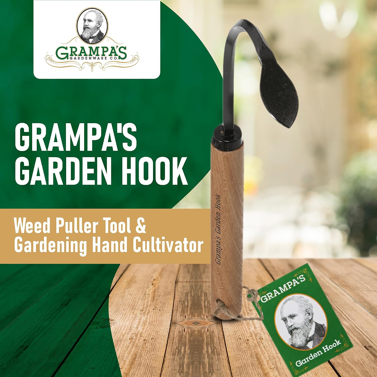 Grampa's Weeder + Grampa's Hand Hook - Original Weeder + Hand Cultivator | Heavy-Duty Steel • Breaks Up Hard Soil •