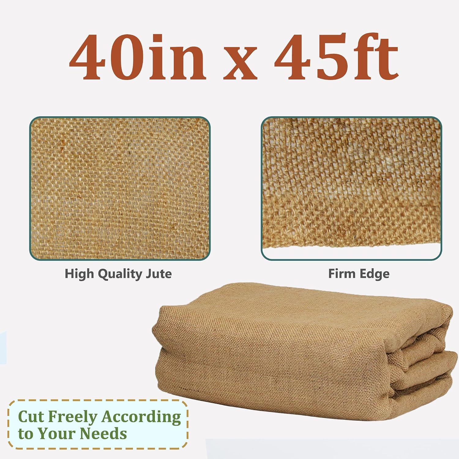 Sunnyglade 40"x45' Burlap Fabric Frost Cloth Plant Covers Freeze Protection | Winter Protection for Plants Burlap Roll