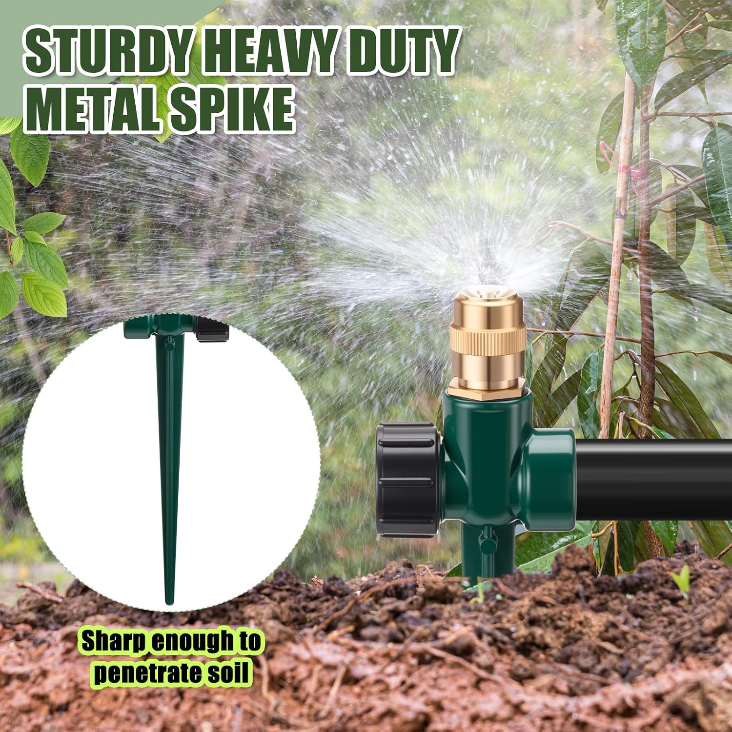 Tioncy 4 Pack Metal Lawn Sprinkler Automatic Garden Water Sprinkler on Spike Base 360 Degree Rotation with Adjustable
