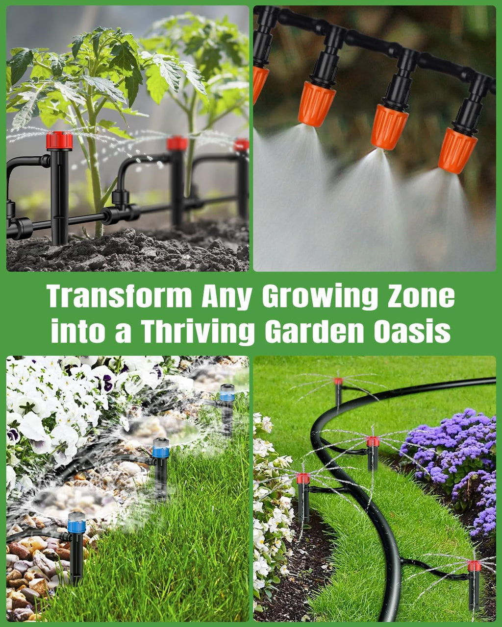 Pawfly Drip Irrigation System for Garden, 240FT Drip Irrigation Kit with 1/2" & 1/4" Tubing Adjustable Emitters