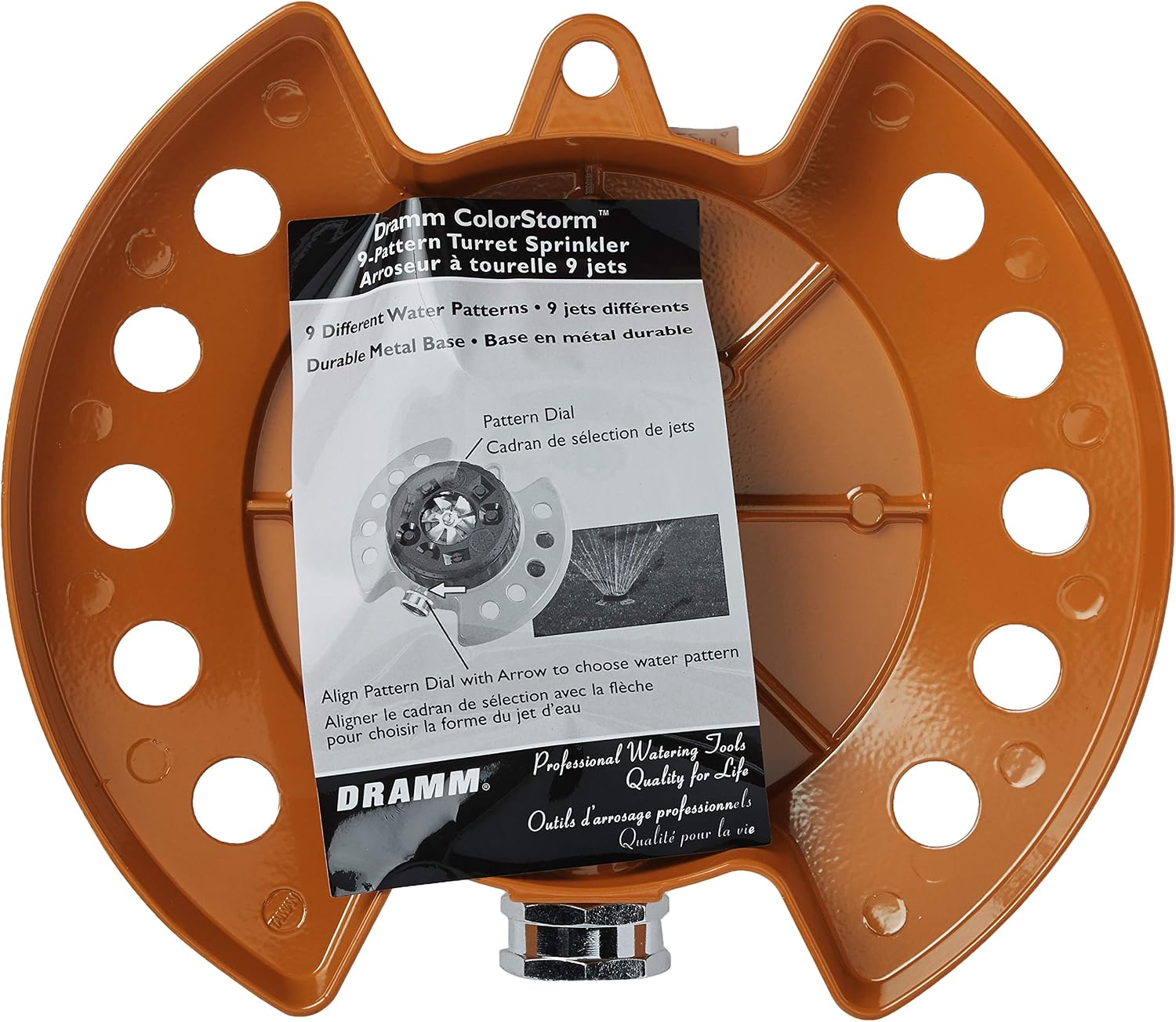 Dramm Available 15022 ColorStorm 9-Pattern Premium Turret Sprinkler with Heavy-D, Orange