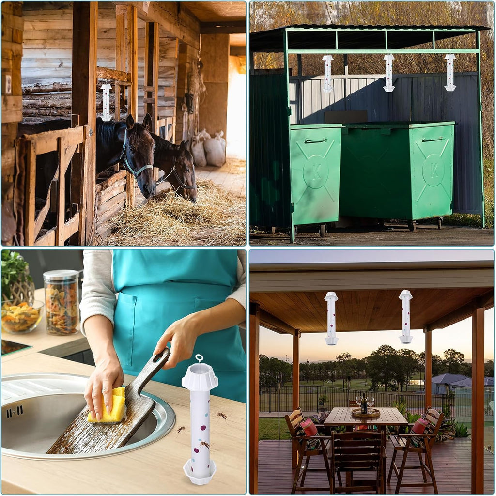 12 Pcs Sticky Fly Trap Fly Stick Indoor Outdoor Long Lasting Adhesive Fly Catcher with Hanging Hook for Wasps Gnats