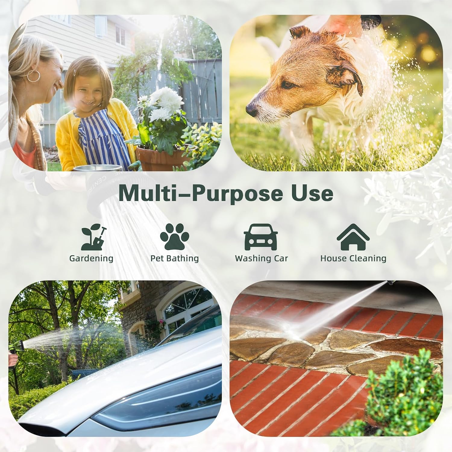 Coil Hose 50FT EVA Coil Garden Hose With 3/4'' Brass Connector Coiled Water Hose Lightweight And No Kink Includes 7