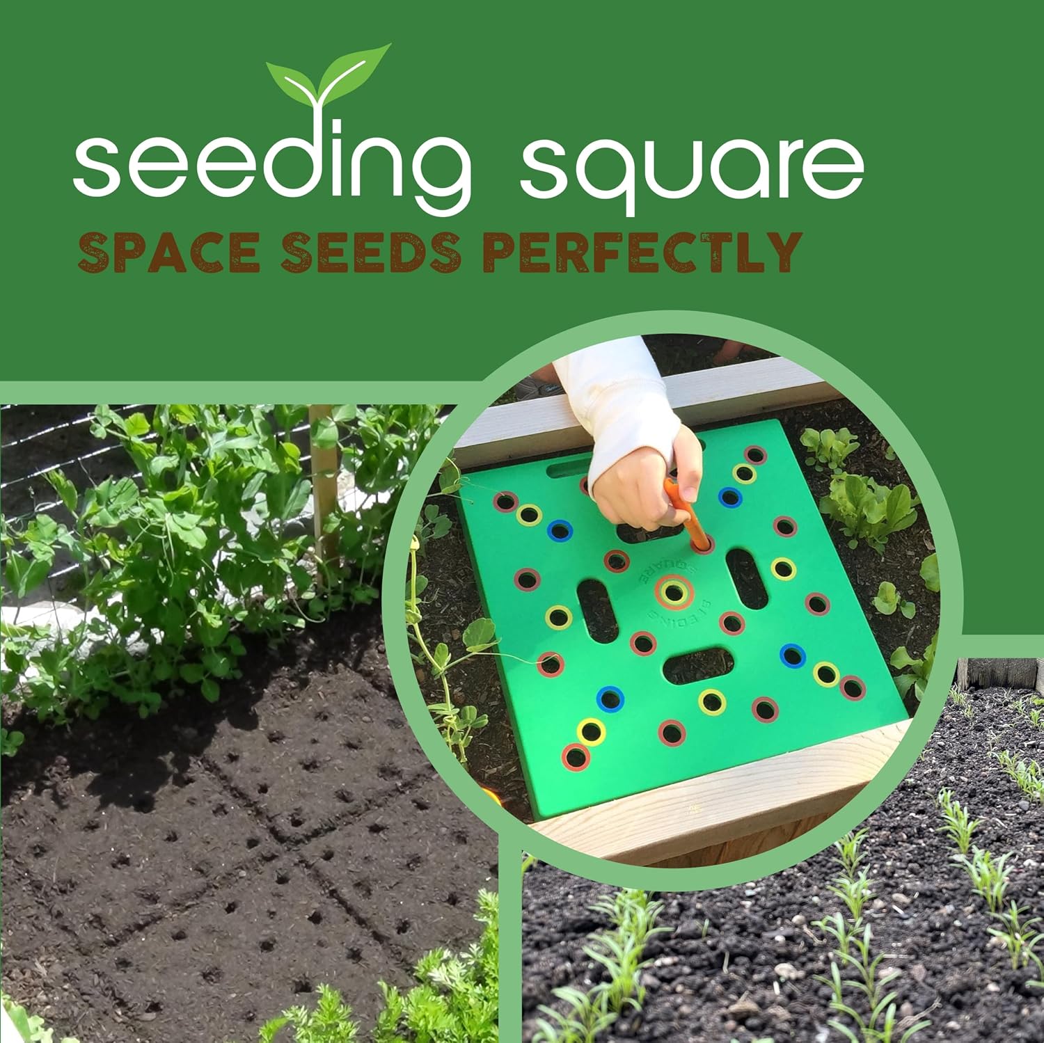 Planting Tool, Seed Planter for Square Foot Gardening Kit | Patented Seedling Spacer Tool | Colour-Coded Spacing