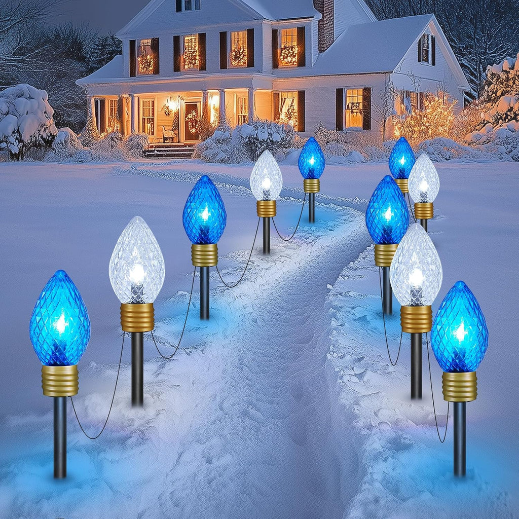 Strawberry Jumbo C9 Christmas Pathway Lights, 2Pack Total 17FT