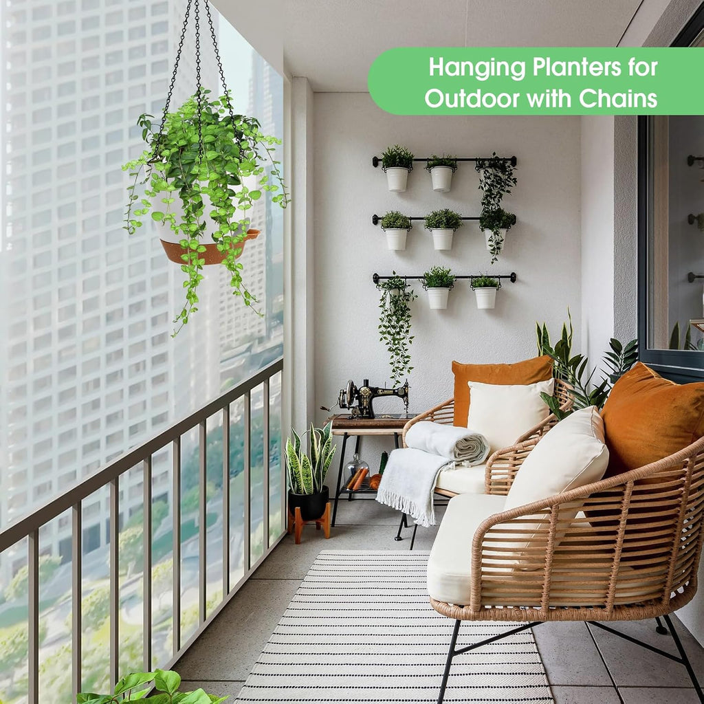 Vanslogreen Hanging Planters for Indoor Outdoor Plants, 2 Pack Self Watering Hanging Pots, Hanging Plant Baskets with