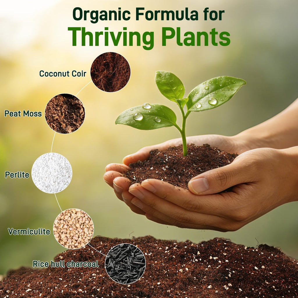 18QT Potting Soil Mix for Indoor Plants - Contains Perlite, Peat Moss, Coco Coir & Rice Charcoal, Natural & Organic