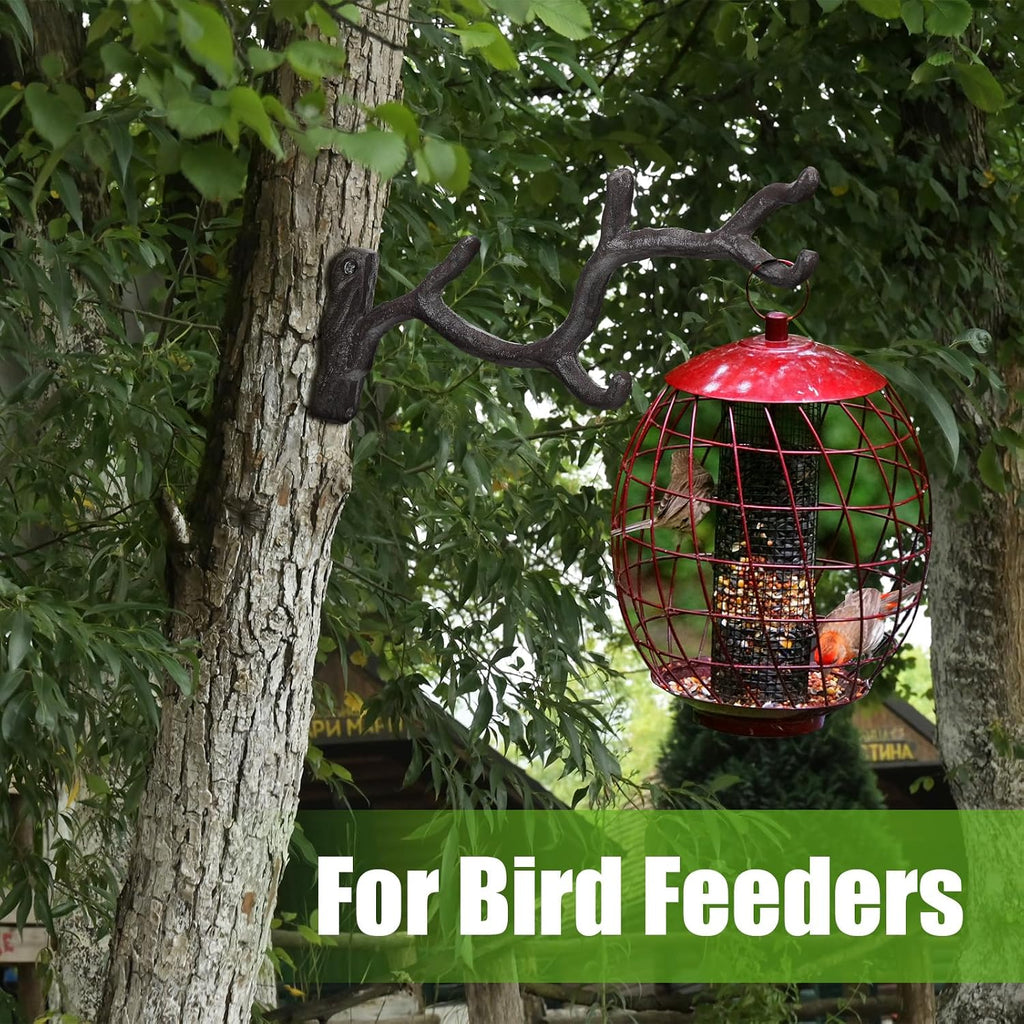 Blulu 2 Pcs 11'' Cast Iron Tree Branch Plant Hangers Decorative Metal Wall Bracket Hooks Wall Heavy Duty Home Storage