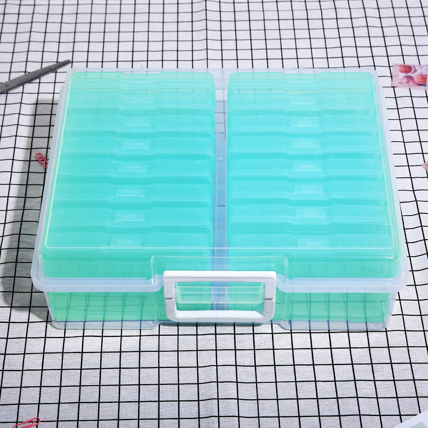 4" x 6" Photo Storage Case with Handle, 16 Inner Photo Organizer Keeper, Extra Large Storage Picture Boxes, Seed