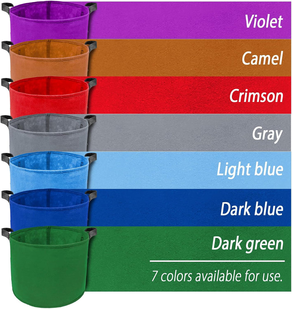 7 Pack 10 Gallon Plant Grow Bags - Mixed 7 Colors with Reinforced Handles & Aeration Design, Ideal for Tomato, Flowers