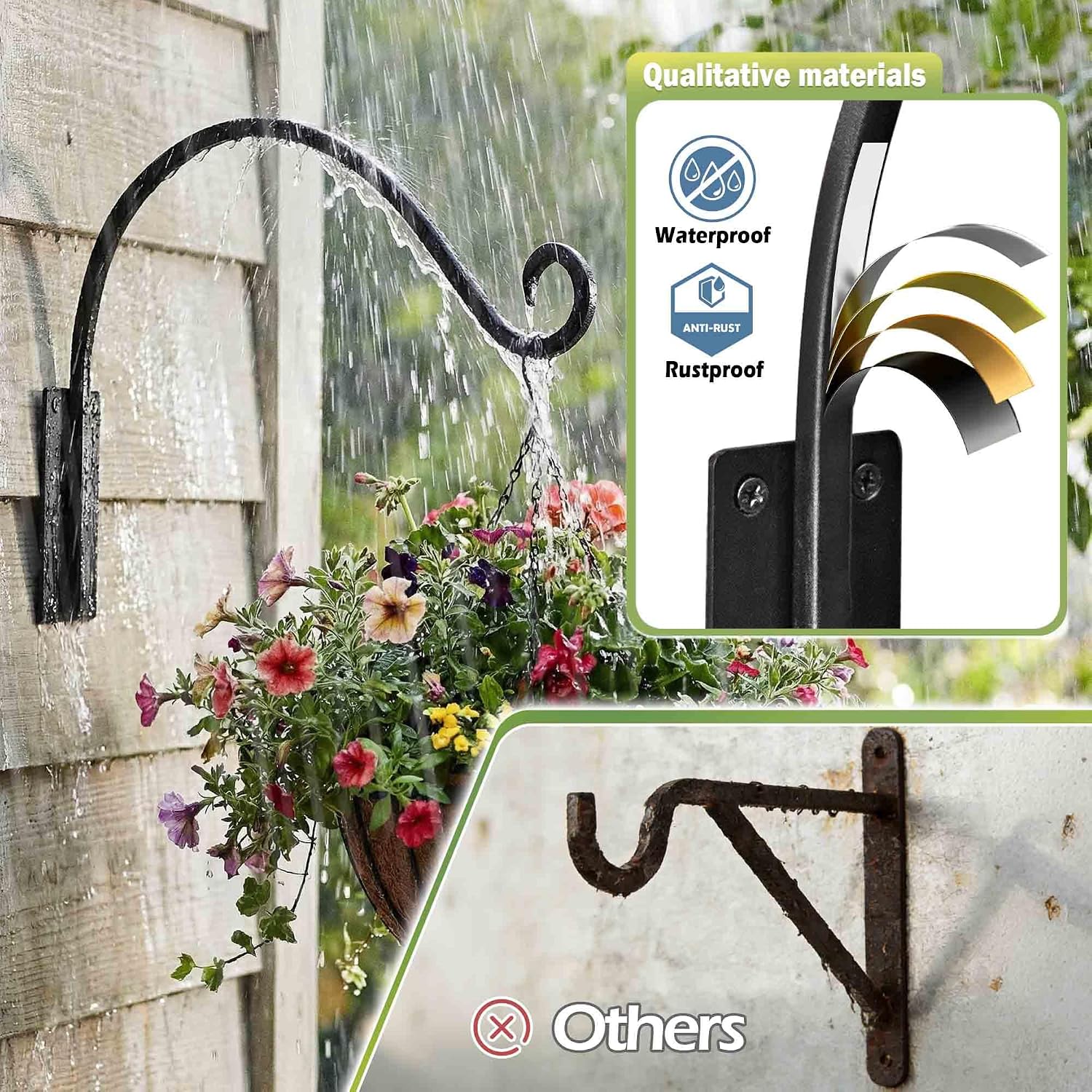 Qiang Ni Heavy-Duty Plant Hanger-16 Inch 80Lbs Outdoor Wall Mount Bracket | Rust-Resistant Metal Hook,Easy