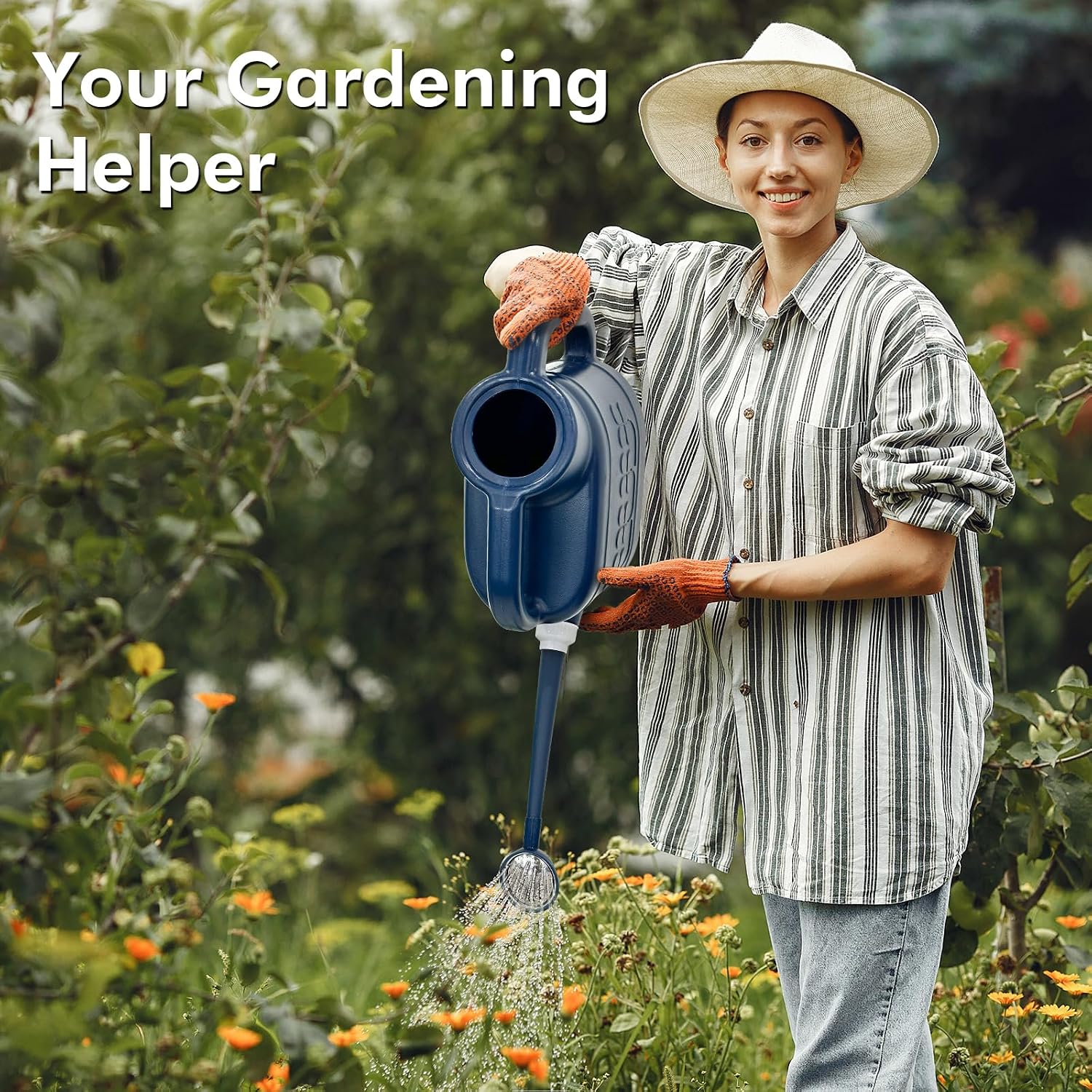 2 Gallon Watering Can, Outdoor Watering Can, Long Spout Large Water Can | Plant Water Can, Removable Long Spout